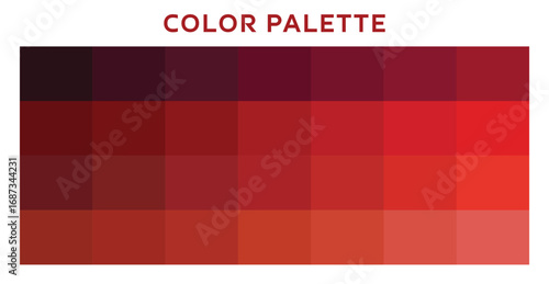 Red Color Palette. Set of color palette guide. Palette of color swatches for web. RGB color model vectors