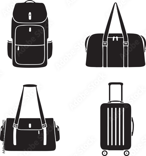 Backpack duffel bags and wheeled suitcase travel bag