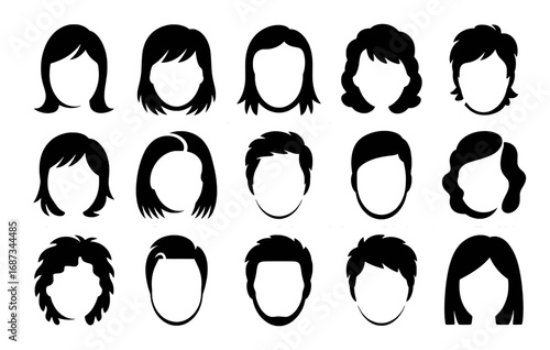 Collection of Black and White Silhouette Hairstyles for Men and Women