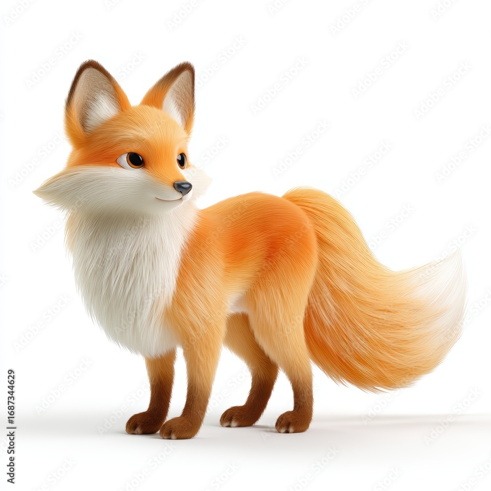 Obraz premium A cartoon fox with a long tail