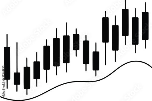 Dynamic candlestick chart illustrates positive market growth and upward trends for business investment success