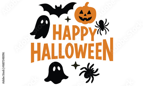 halloween pumpkin and bats