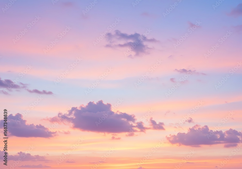 Fototapeta premium Pastel sunset sky with soft clouds creating a tranquil and dreamy scene