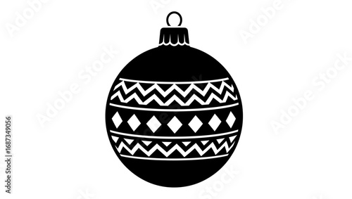 Patterned Christmas bauble ornament vector illustration icon