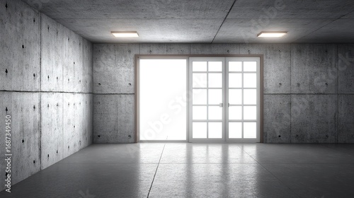 Wallpaper Mural Minimalist concrete interior with smooth floor and textured wall, showcasing contemporary architectural design. Torontodigital.ca