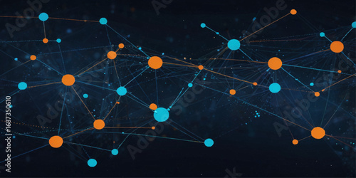 Abstract Network Connection Visualizing Digital Connectivity. A dynamic and visually captivating abstract image showcases a complex network of interconnected points and lines.
