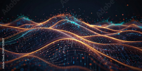 Abstract Network Connection Visualizing Digital Connectivity. A dynamic and visually captivating abstract image showcases a complex network of interconnected points and lines.
