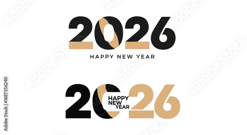Vector illustration of happy new year 2026 text design with two different styles