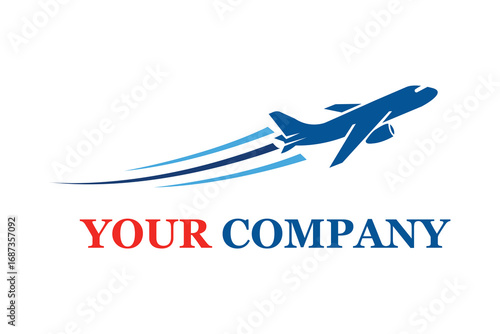 Blue airplane logo vector for corporate brand identity