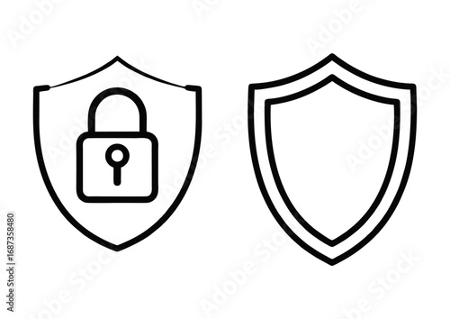 Illustration of a security shield with a lock and a blank shield, representing protection and safety