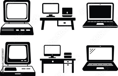 Computer Icons Desktop Laptop PC Vector Set
