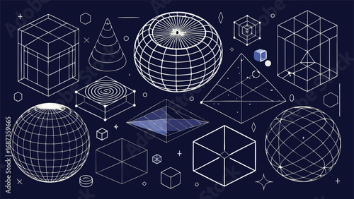 A collection showcasing various geometric shapes and patterns, highlighting their unique designs and visual appeal..eps