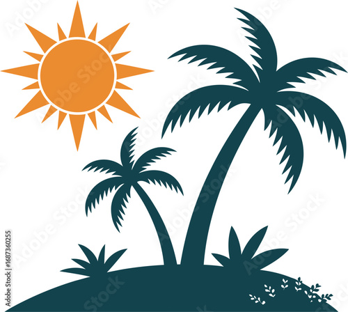 Dreamy tropical island escape with swaying palms and sunny skies for vacation and holiday vibes