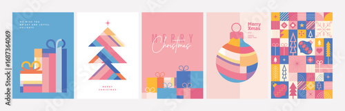Merry Christmas and Happy New Year. Vector illustrations for greeting card, party invitation card, website banner, social media banner, marketing material.