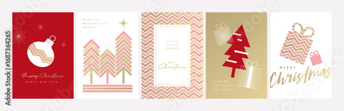 Christmas and New Year Cards Collection. Vector illustrations for greeting card, party invitation card, website banner, social media banner, marketing material.