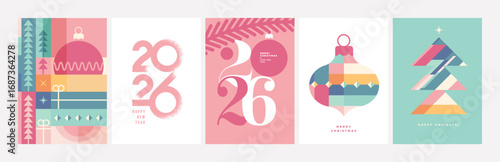 Christmas and New Year Greeting Cards. Vector illustration concepts for background, greeting card, party invitation card, website banner, social media banner, marketing material.