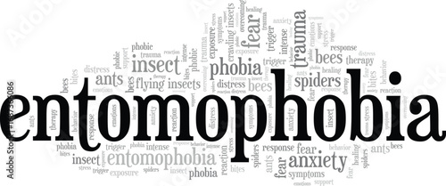 Entomophobia: Fear of Insects word cloud conceptual design isolated on white background.