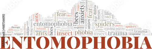 Entomophobia: Fear of Insects word cloud conceptual design isolated on white background.