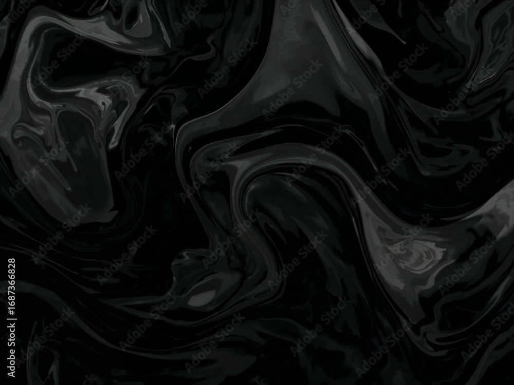Obraz premium An abstract black liquid marble texture with dark, smooth swirls. An elegant and luxurious fluid background.