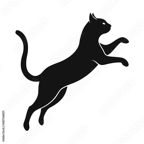 Jumping Cat Silhouette Vector