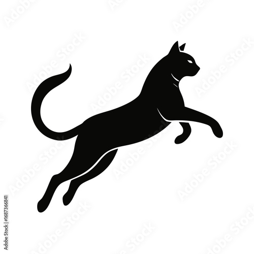 Jumping Cat Silhouette Vector