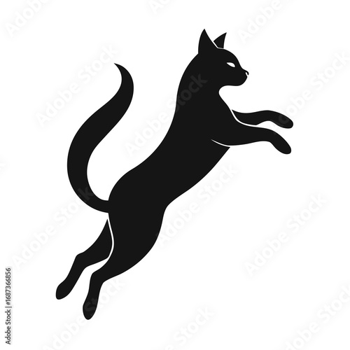 Jumping Cat Silhouette Vector