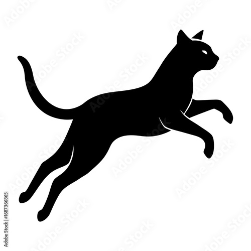 Jumping Cat Silhouette Vector