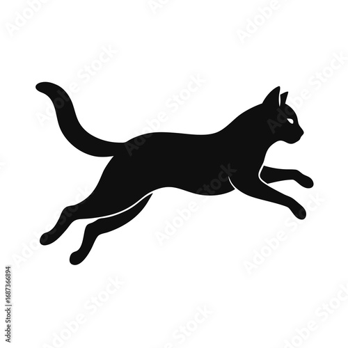 Jumping Cat Silhouette Vector