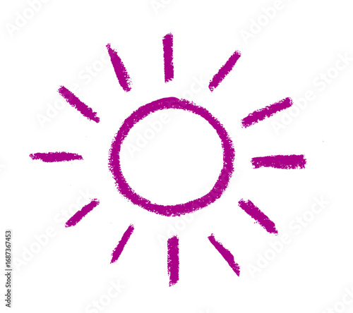 Sun Icon Crayon Chalk Drawing Doodle Vector