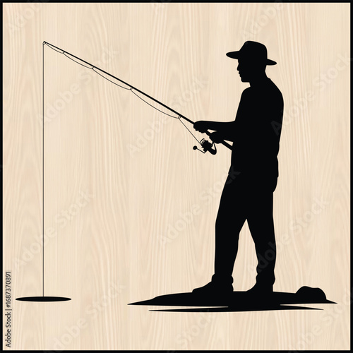 a man standing on the shore or on a small rock silhouette