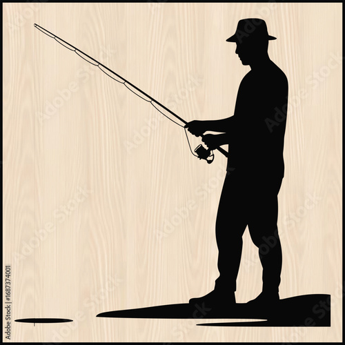 a man standing on the shore or on a small rock silhouette