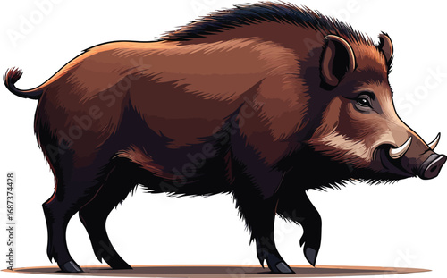 Cute cartoon a illustrator vector wild boar