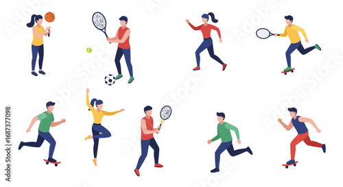Active lifestyle: people engaging in various sports and activities