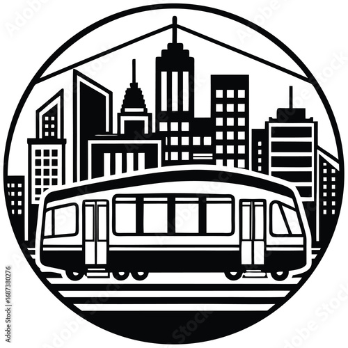 Vintage London red double decker bus silhouette vector illustration for public city transport