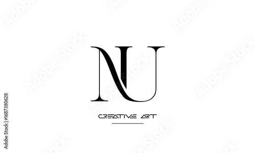 NU, UN, N, U abstract letters logo monogram