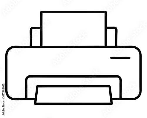 Vector Outline Icon of a Desktop Printer for Office and Home Printing Needs