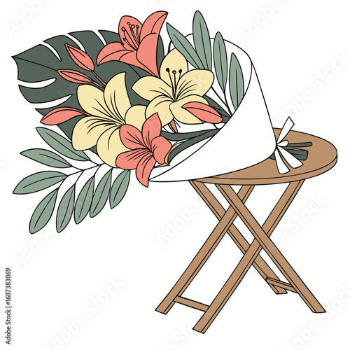 chair with flowers, Eps file