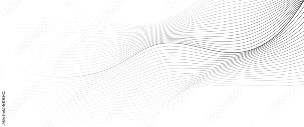 Naklejka premium Vector abstract grey background with glowing curved lines and modern wave design 
