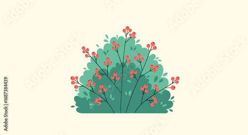 Vibrant rowan berries and lush foliage create a colorful and cheerful natural design element
