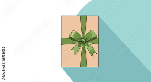 Delightful gift box with charming green ribbon, perfect for birthdays or holidays with stylish presentation