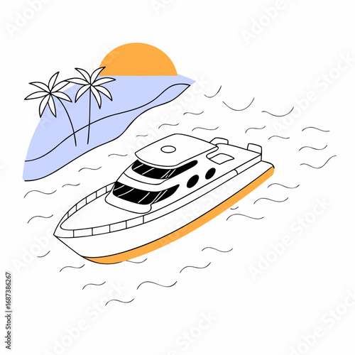 sailing boat on the sea, Eps file