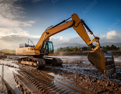 Wallpaper Mural excavator working in wet conditions Torontodigital.ca