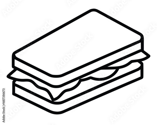 Classic sandwich meal, line style icon isolated on white.