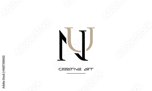 NU, UN, N, U abstract letters logo monogram