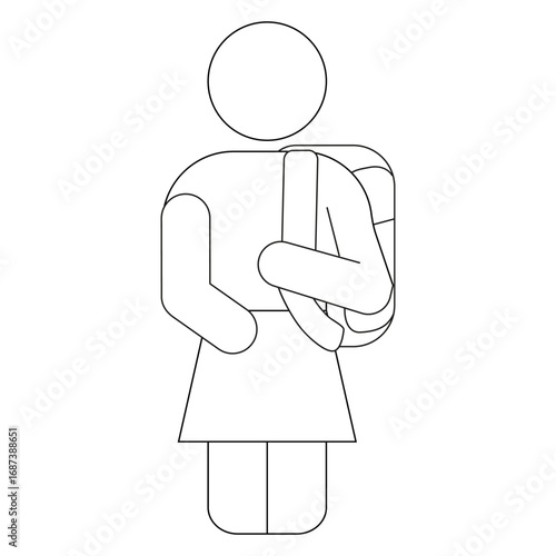 Freshman pixel perfect linear icon. Ninth grade student. High school pupil with rucksack. Thin line customizable illustration. Contour symbol. Vector isolated outline drawing. Editable stroke