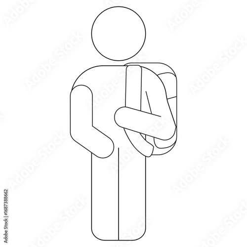 Freshman pixel perfect linear icon. Ninth grade student. High school pupil with rucksack. Thin line customizable illustration. Contour symbol. Vector isolated outline drawing. Editable stroke
