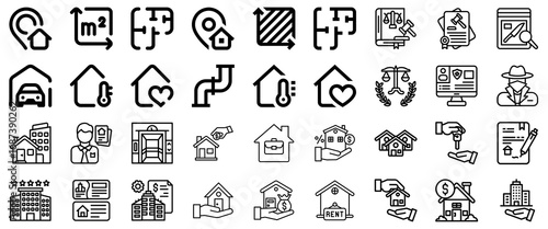 Real Estate Icons: Property, Finance, Law, and Security Collection