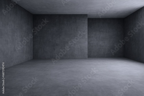 Empty Concrete Room Interior, Modern Industrial Space, Background for Product Display or Architectural Visualization