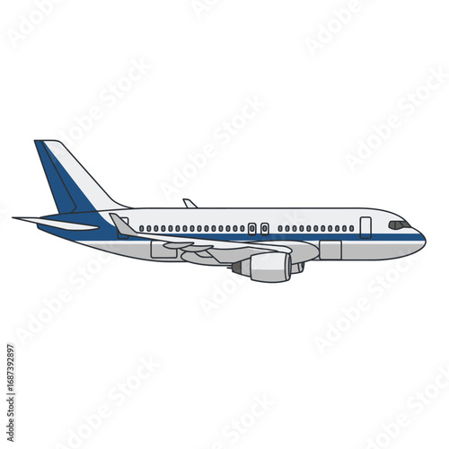 Colorful Outline Drawing of a Passenger Jet Airplane