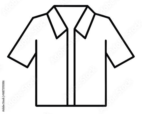 Simple line art icon of a short-sleeved collared shirt.